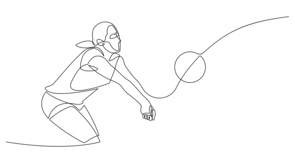Continuous Line Volleyball Player Vector One Lines Draw Design Vector — Vettoriale Stock