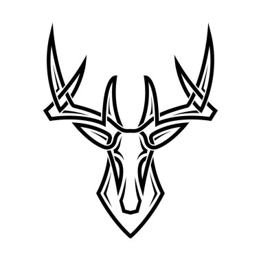 Soyut geyik kafası dövme vektörü. geyik kafası maskotu simgesi.