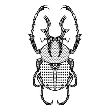 El çizimi böceklerin vektör böceği çizimleri. Soyut böcek siyah boyama kitabı.