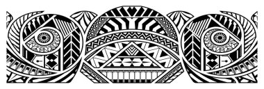 Polinezya dövmeli maori, samoa süslemeli kenar, etik kabile şablonu vektörü.