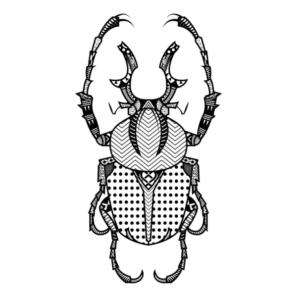 Vektor Bugg Handritade Insekter Illustrationer Abstrakt Skalbagge Svart Målarbok — Stock vektor