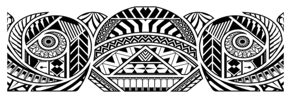 Patrón Tatuaje Polinesio Maori Borde Ornamento Samoa Vector Plantilla Tribal — Archivo Imágenes Vectoriales