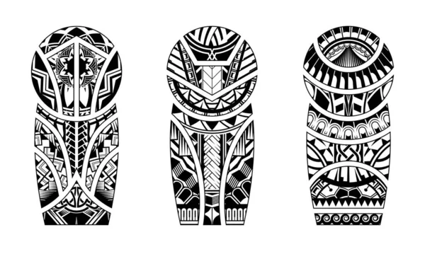 Ensemble Manches Abstraites Tribal Tatouage Bras Noir Épaule Tatouage Fantaisie — Image vectorielle