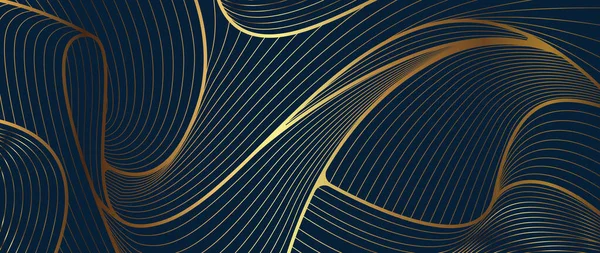 Luxury Golden Linear Background Art Deco Pattern Linear Wave Background — Stockvector