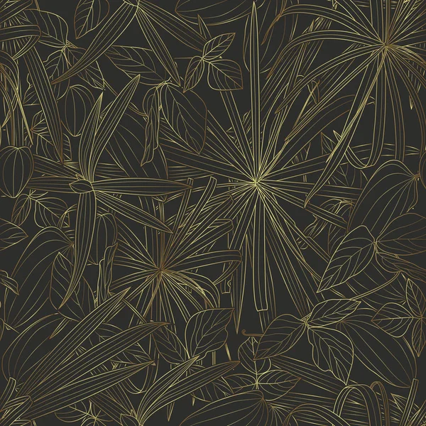 Luxuriöses Gold Und Naturgrüne Muster Blumenmuster Goldene Zweiblättrige Cyperus Umbrella — Stockvektor