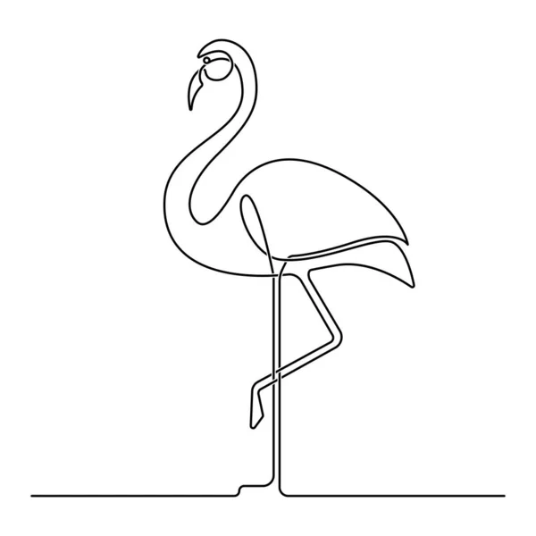 Kontinuerlig Linje Ritning Flamingo Handritad Vektor Illustration Minimalism Design — Stock vektor