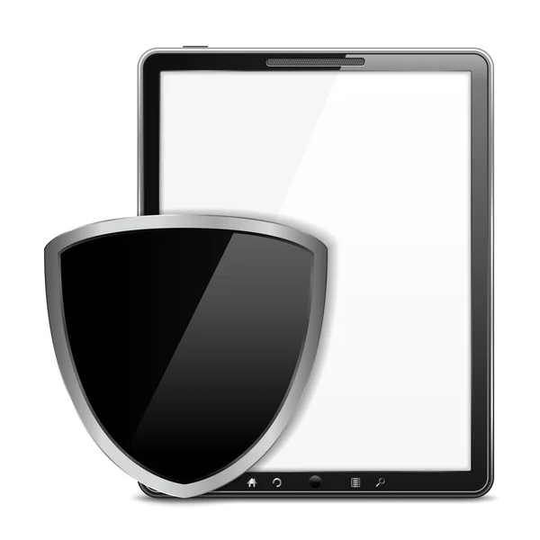 Tablet Computer with Black Shield — Stock Vector