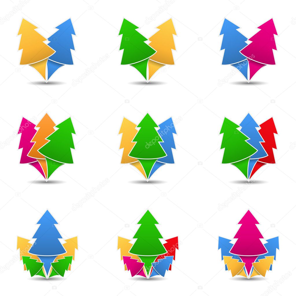 Icons of trees, design element for your logo, vector eps10 illustration