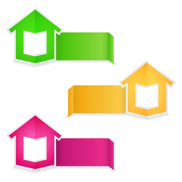 Origami banners with a house — Stock Vector
