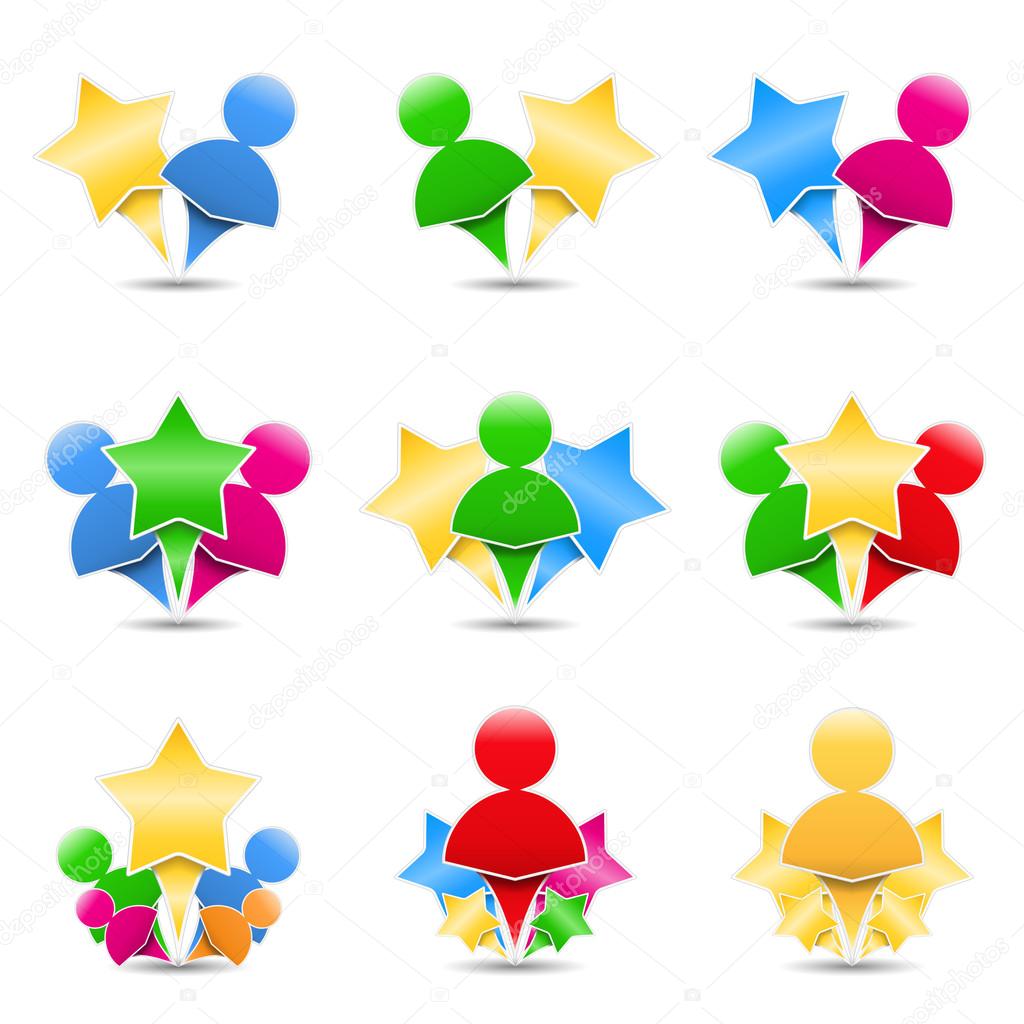 Icons of humans with stars, design elements for your logo, vector eps10 illustration