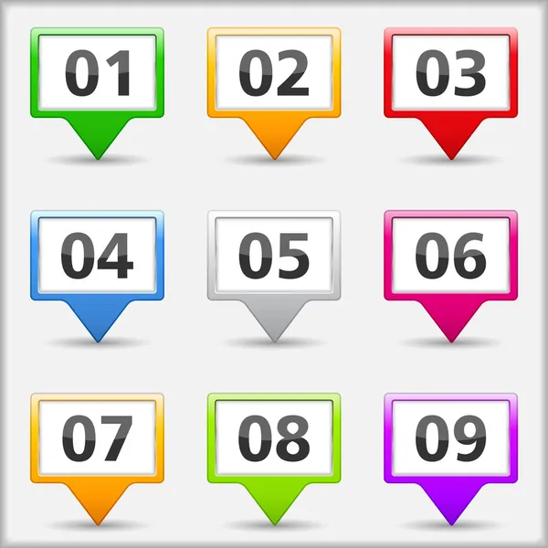 Kaartmarkeringen met nummers — Stockvector