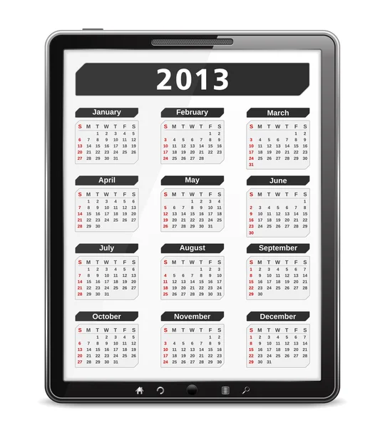 Tablet-Computer mit Kalender 2013 — Stockvektor