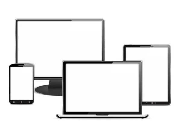 Monitor, Ordenador portátil, Tablet PC y Smartphone — Archivo Imágenes Vectoriales