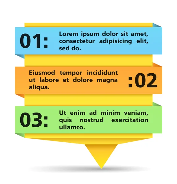 Bannière Origami avec trois rubans — Image vectorielle