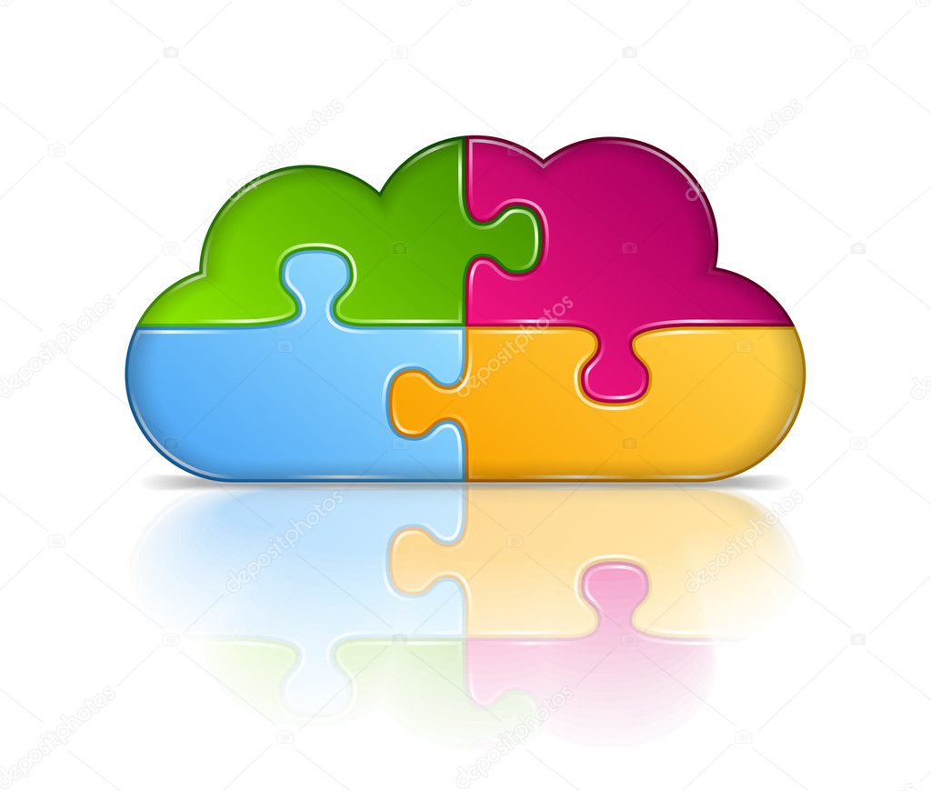 Cloud made of puzzle pieces, vector eps10 illustration