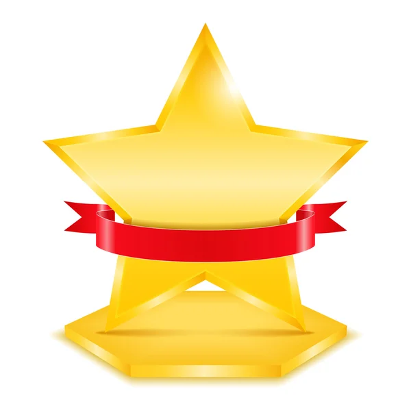 Estrela dourada com fita — Vetor de Stock