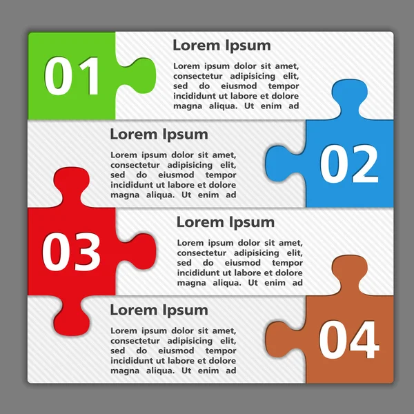 Ontwerpsjabloon met vier puzzelstukjes — Stockvector