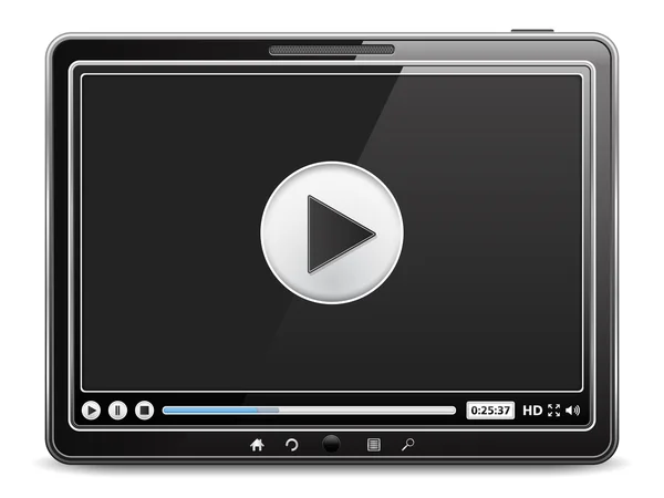 Tablet PC con reproductor de vídeo — Vector de stock