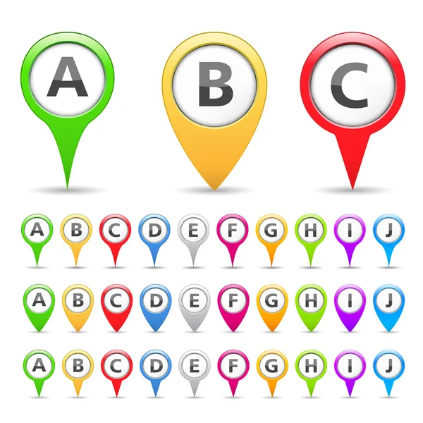 Map Markers with Symbols — Stock Vector