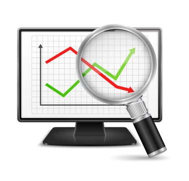 grafik üzerinde bilgisayar ekranını