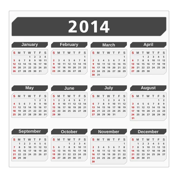 2014 kalender — Stockvector