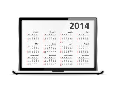 2014 takvim içinde laptop