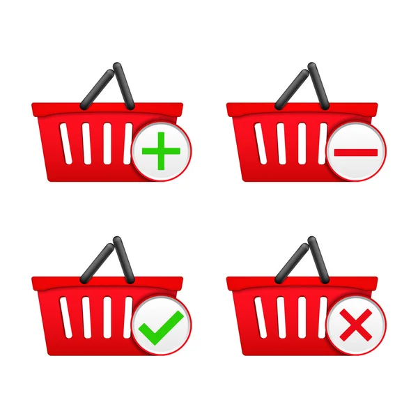 Cesta de compras com ícones — Vetor de Stock