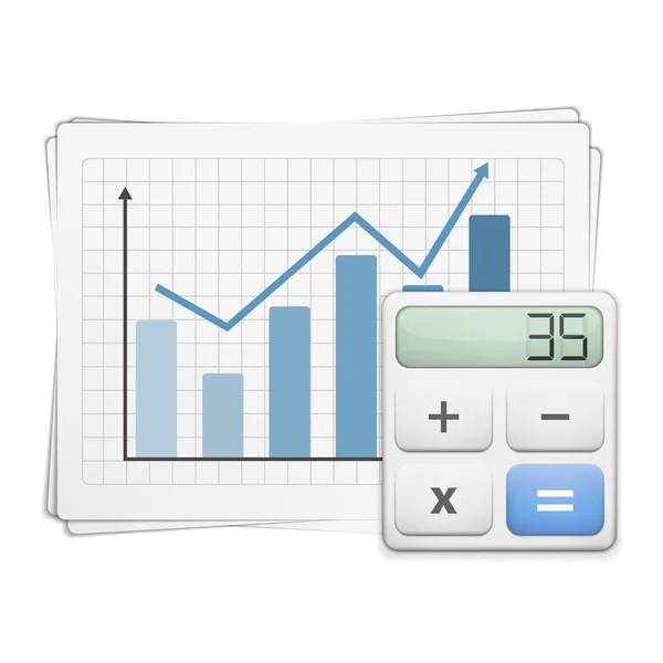 Gráfico de finanças e calculadora — Vetor de Stock