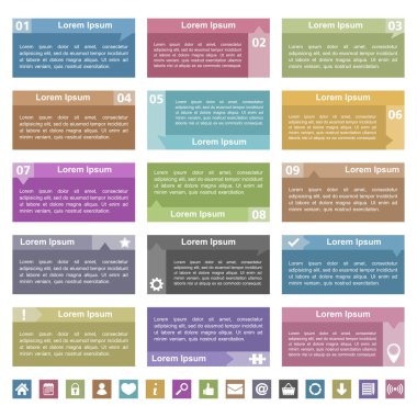 tasarım öğeleri numaraları (simgeler), başlık ve metin