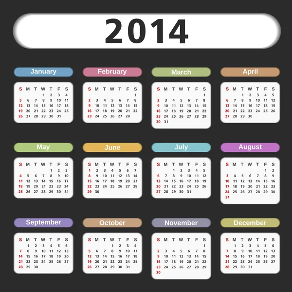 Calendário 2014 — Vetor de Stock