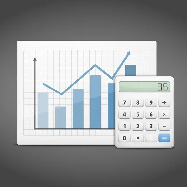 Gráfico com calculadora —  Vetores de Stock