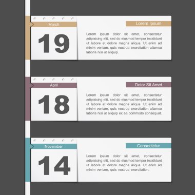 zaman çizelgesi tasarımı ile takvim sayfa