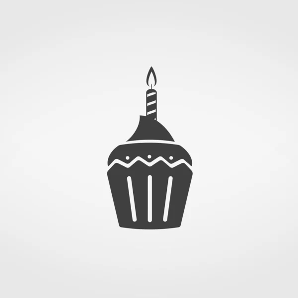 Cupcake de cumpleaños icono — Vector de stock