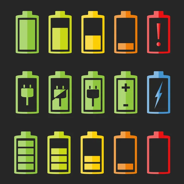 Batterijpictogrammen — Stockvector