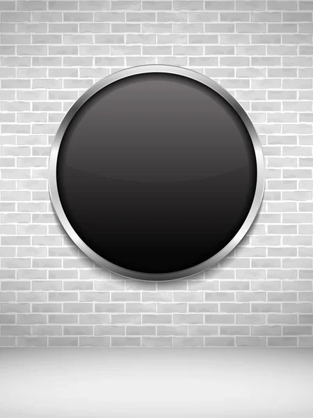 Μαύρο στρογγυλό πλαίσιο στον τοίχο από τούβλα — Διανυσματικό Αρχείο