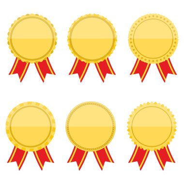 düz altın madalya ile rbbons