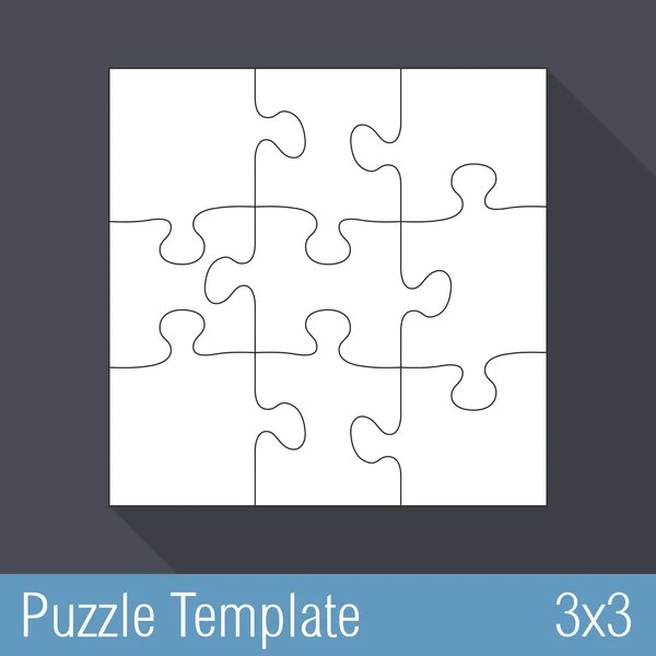 Puzzle-Vorlage 3x3 — Stockvektor