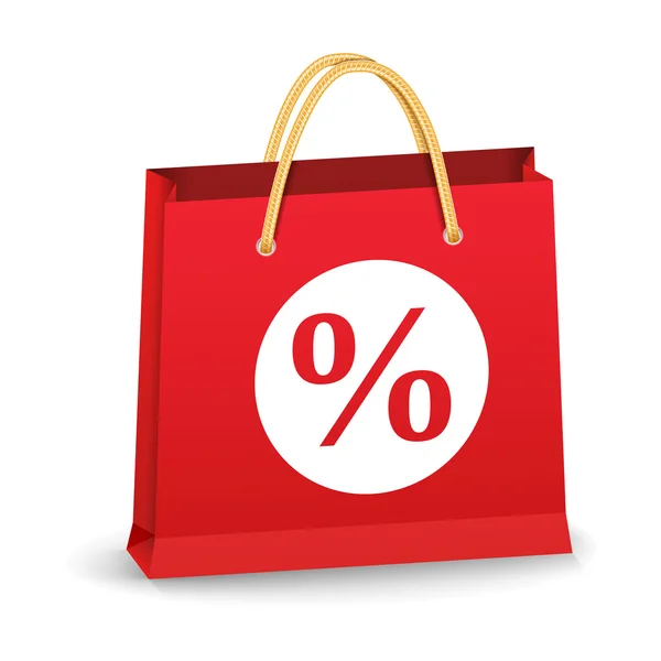 Bolsa de compras con signo de porcentaje — Vector de stock