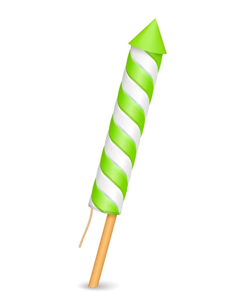 Green Firework Rocket — Stock Vector