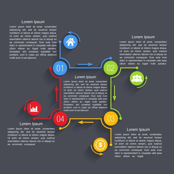 Modelo de design com quatro elementos — Vetor de Stock