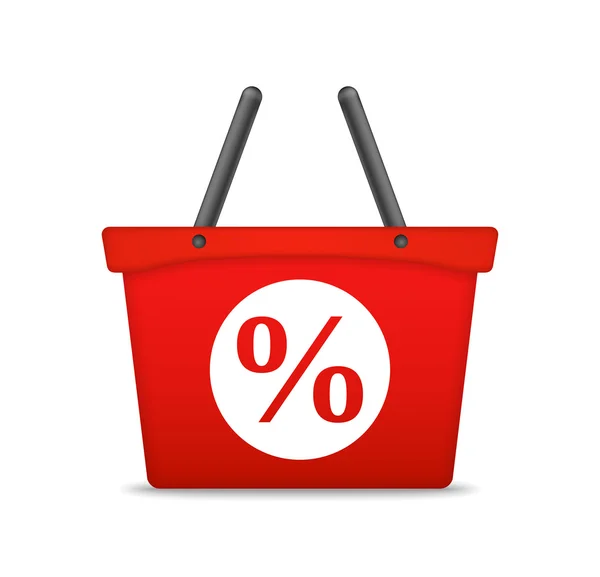 Shopping Basket with Percent Sign — Stock Vector