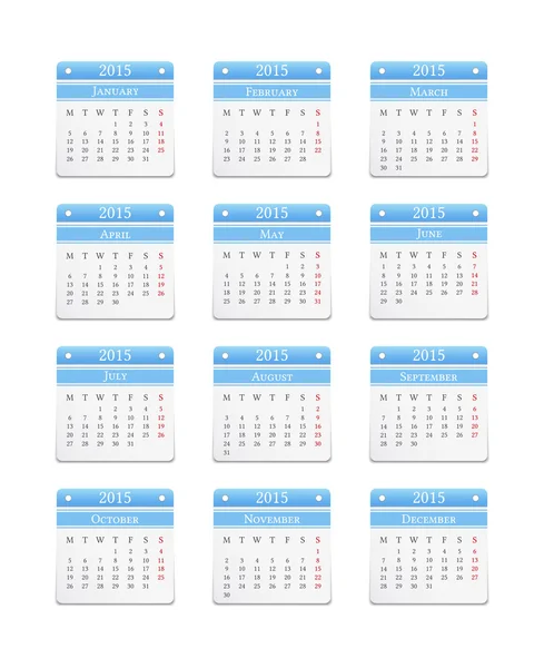 Calendario 2015 — Archivo Imágenes Vectoriales