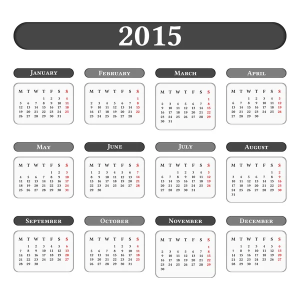 Calendario 2015 — Vettoriale Stock