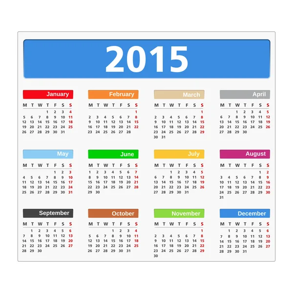 Calendario 2015 — Archivo Imágenes Vectoriales