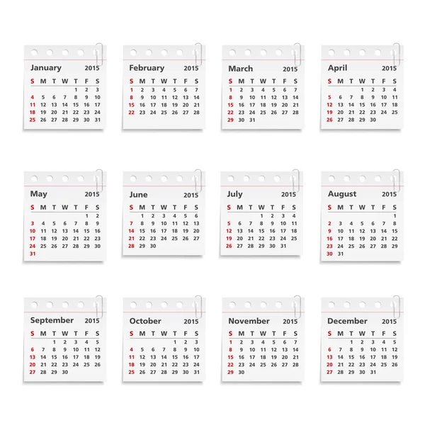 2015 kalender — Stockvector