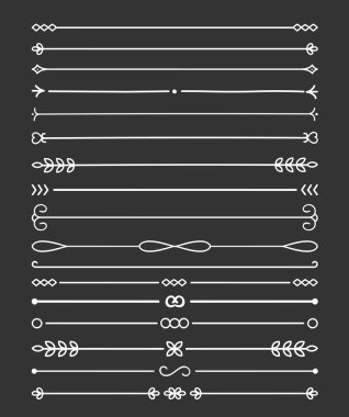 17 El çizilmiş bölücüler - çizgiler, vektör eps10 illüstrasyon