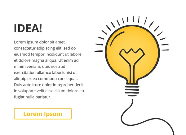Idé Koncept Med Handritad Glödlampa Och Plats För Din Text — Stock vektor