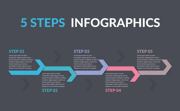 Modelo Infográfico Com Cinco Passos Com Setas Ilustração Vetorial Eps10 — Vetor de Stock