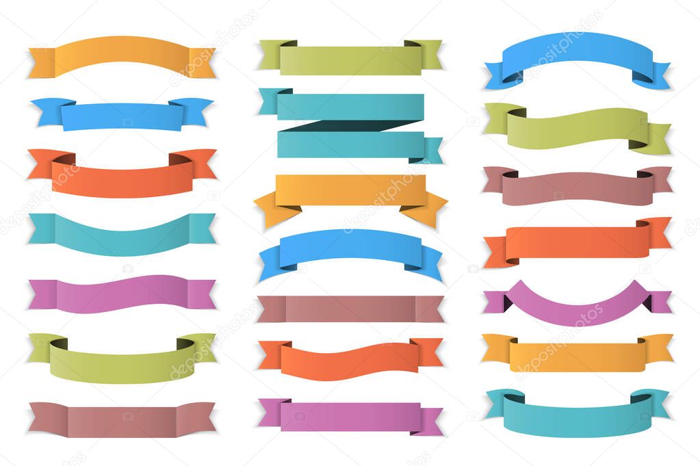 21 Colored ribbons on white background, vector eps10 illustration