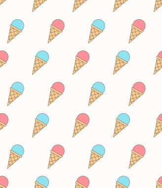Dondurma, mavi ve pembe renkli kusursuz desen, vektör eps10 illüstrasyon